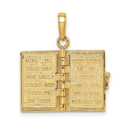 14K Gelbgold 3d Lord Gebet Bible Anhänger