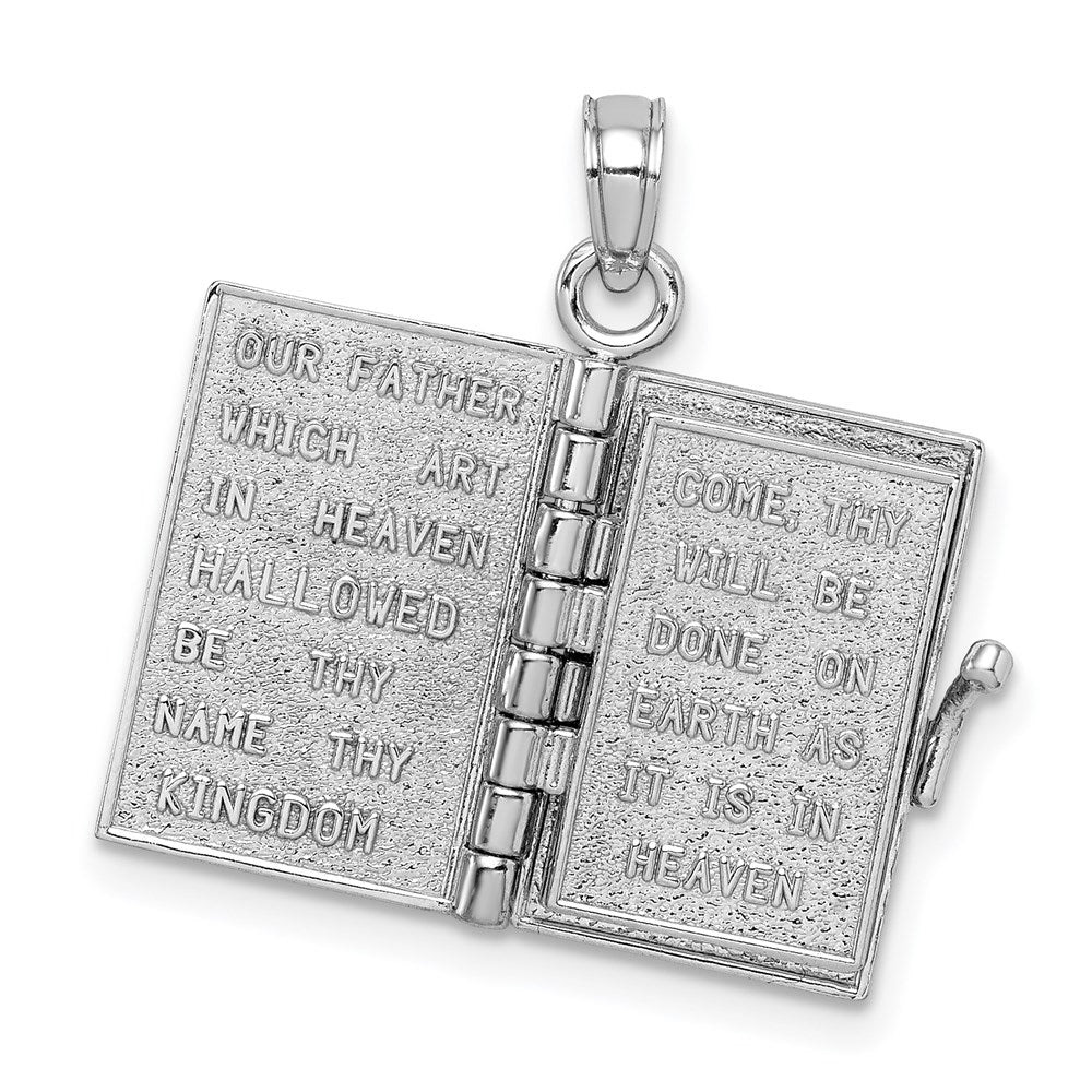 14K Weißgold 3-d Heilig Bible mit Lord Gebet Beweglich Charm