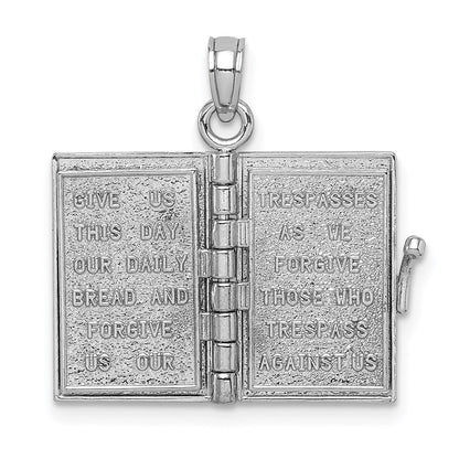 14K Weißgold 3-d Heilig Bible mit Lord Gebet Beweglich Charm
