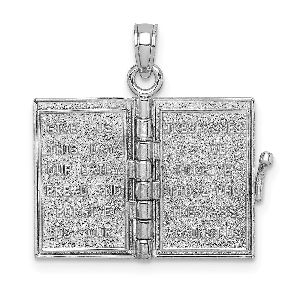 14K Weißgold 3-d Heilig Bible mit Lord Gebet Beweglich Charm