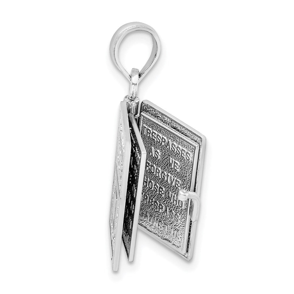 14K Weißgold 3-d Heilig Bible mit Lord Gebet Beweglich Charm