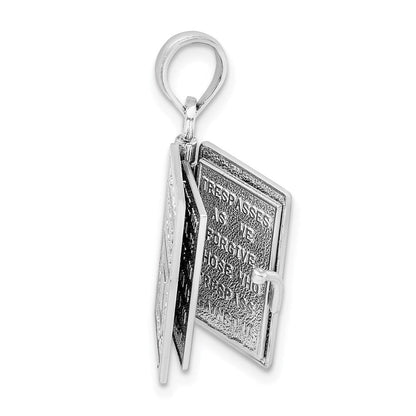 14K Weißgold 3-d Heilig Bible mit Lord Gebet Beweglich Charm