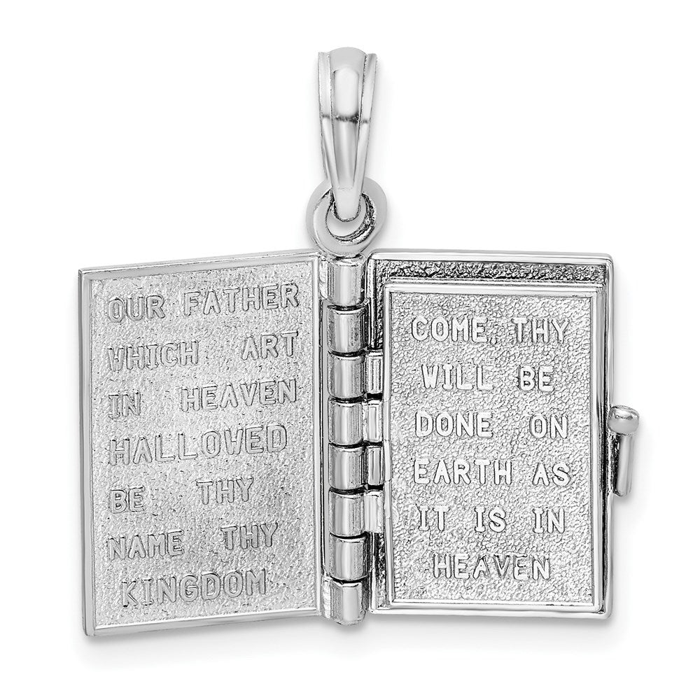 14K Weißgold 3-d Heilig Bible mit Lord Gebet Beweglich Charm