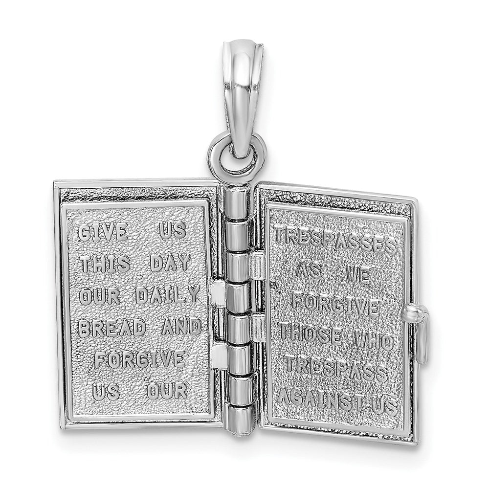 14K Weißgold 3-d Heilig Bible mit Lord Gebet Beweglich Charm