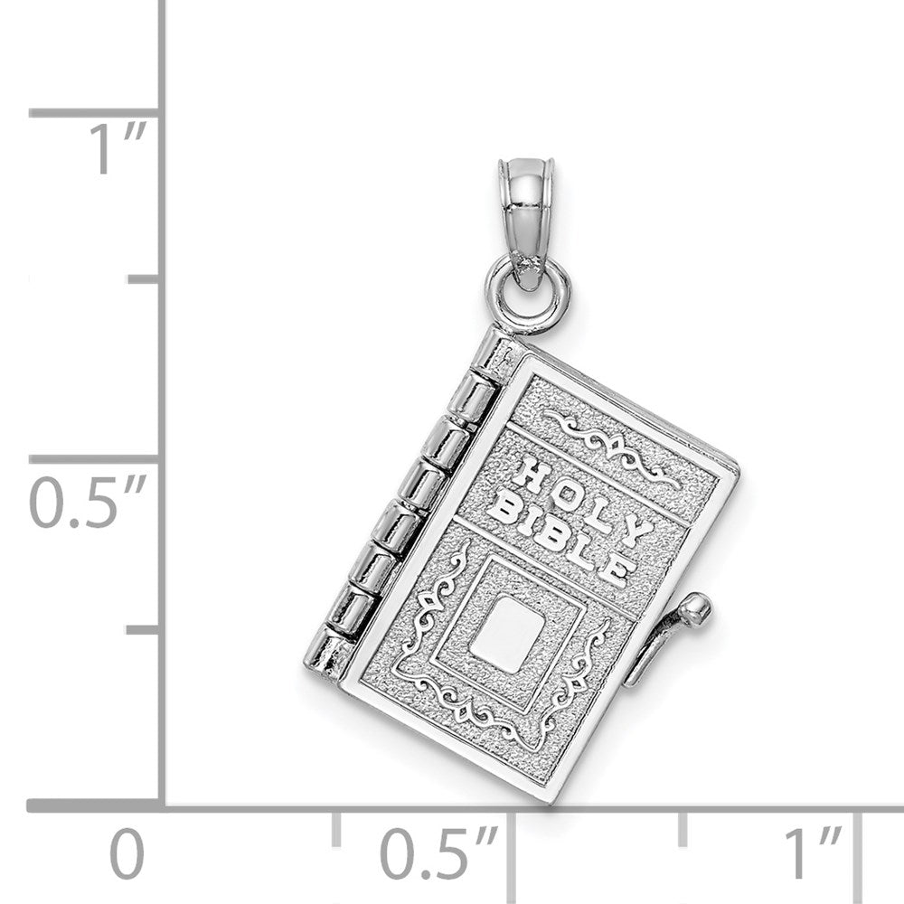 14K Weißgold 3-d Heilig Bible mit Lord Gebet Beweglich Charm