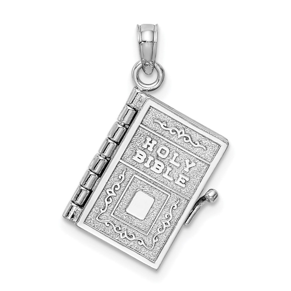 14K Weißgold 3-d Heilig Bible mit Lord Gebet Beweglich Charm