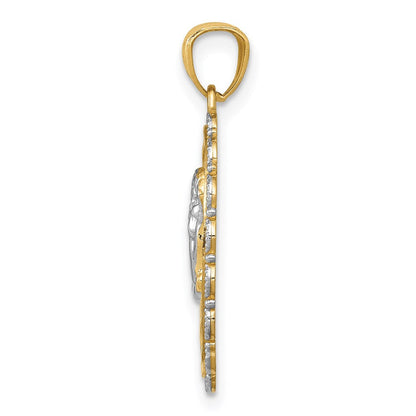 14K Gelb- und Rhodiumgold Anhänger "Engel" mit Rhodium