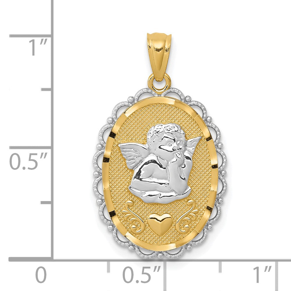 14K Gelb- und Rhodiumgold Anhänger "Engel" mit Rhodium