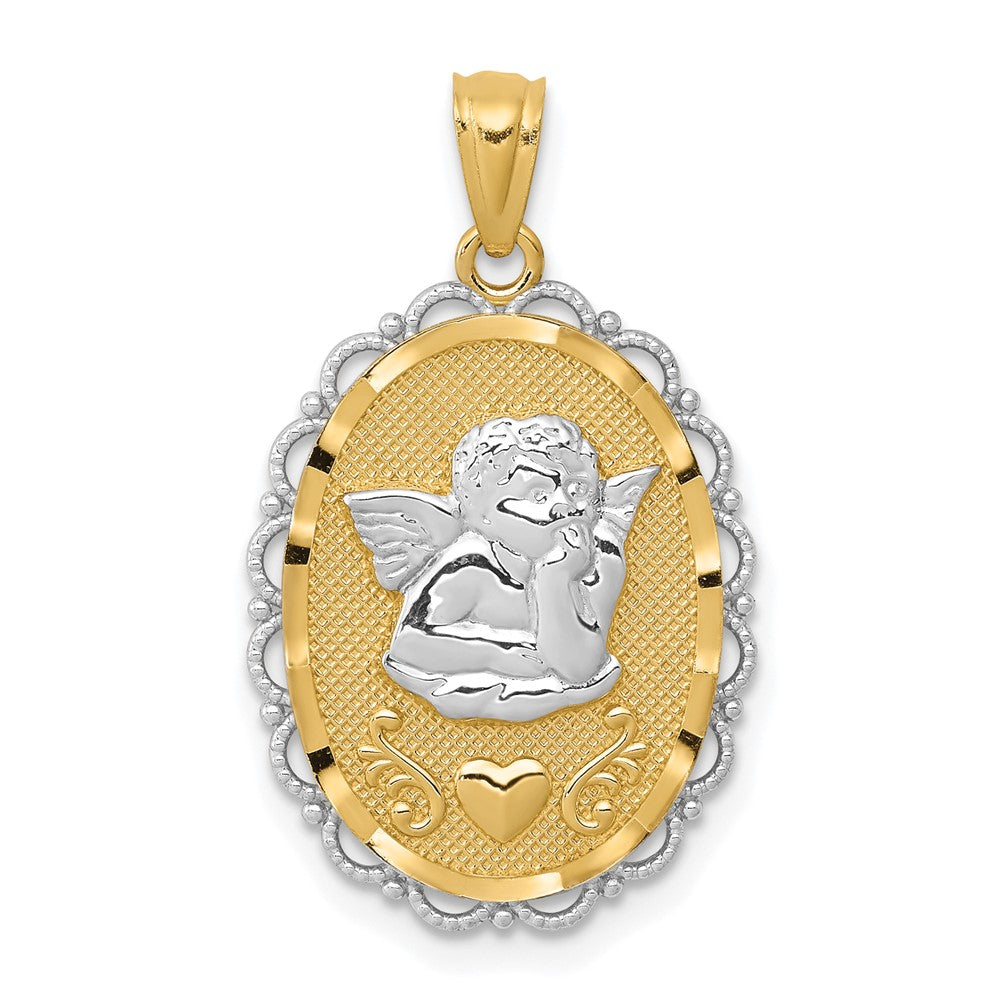 14K Gelb- und Rhodiumgold Anhänger "Engel" mit Rhodium