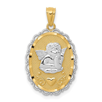 14K Gelb- und Rhodiumgold Anhänger "Engel" mit Rhodium