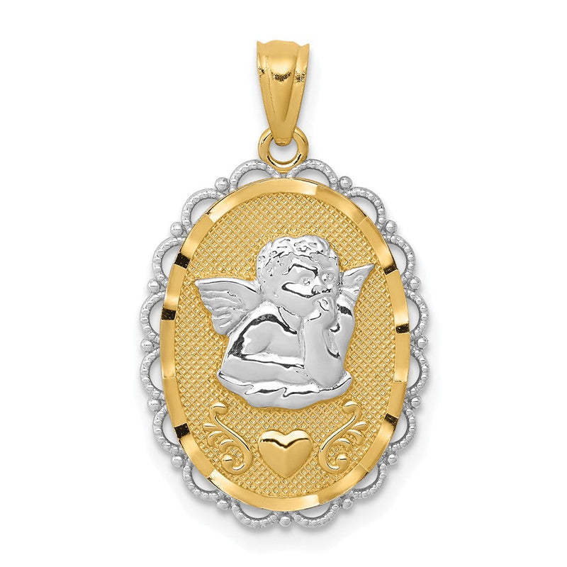 14K Gelb- und Rhodiumgold Anhänger "Engel" mit Rhodium