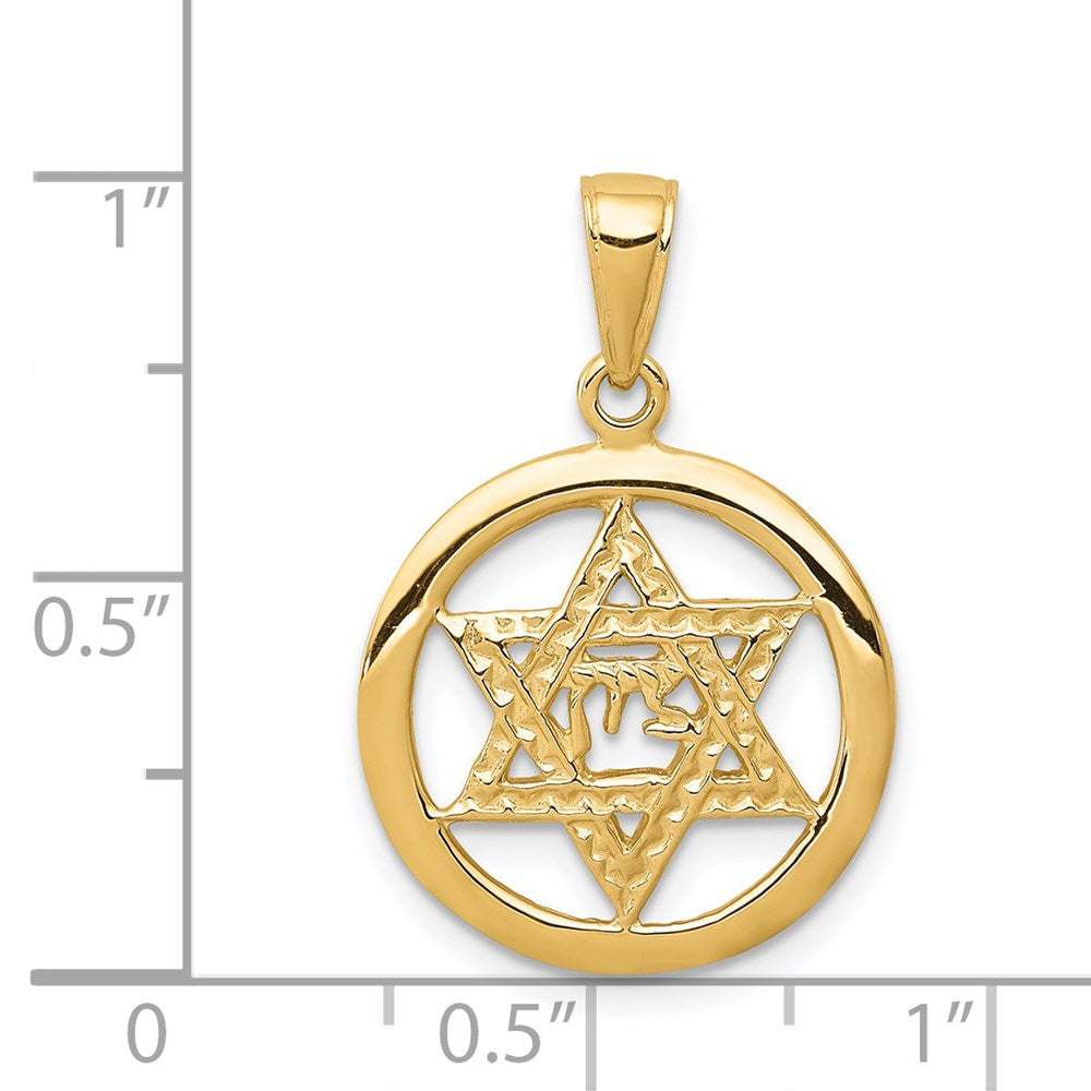 14K Gelbgold Chai-im-Davidstern-Anhänger