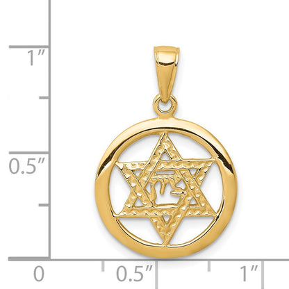 14K Gelbgold Chai-im-Davidstern-Anhänger