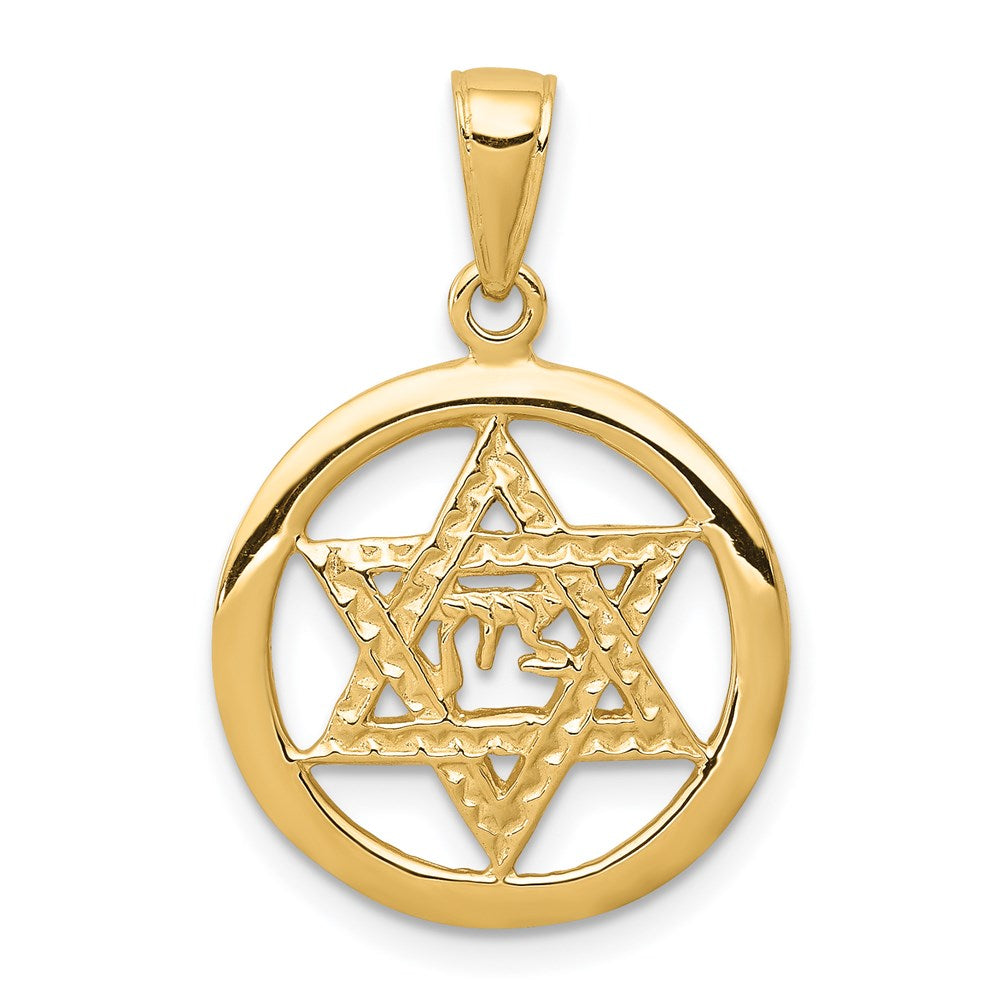14K Gelbgold Chai-im-Davidstern-Anhänger