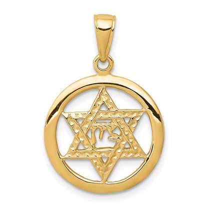 14K Gelbgold Chai-im-Davidstern-Anhänger