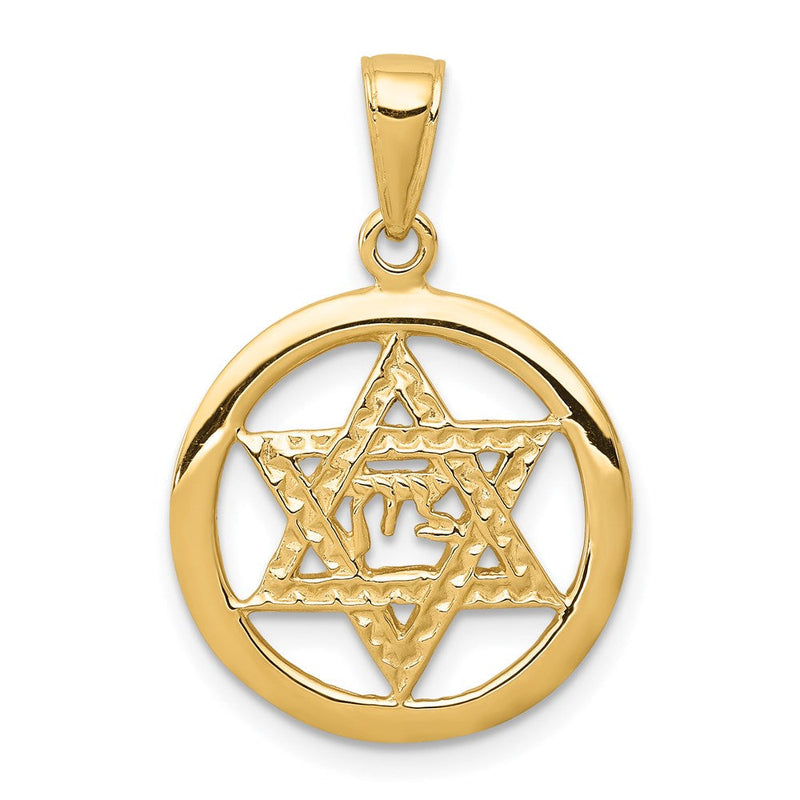 14K Gelbgold Chai-im-Davidstern-Anhänger