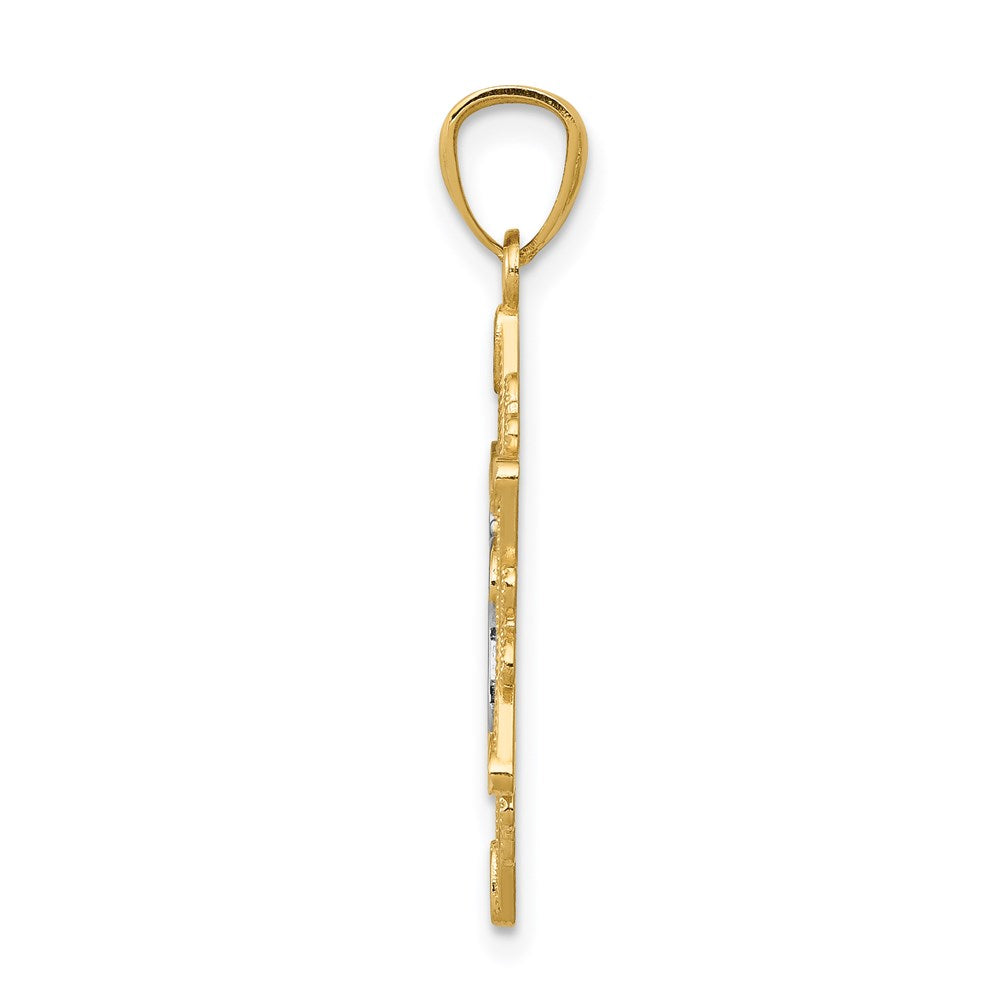 14K Gelb- und Rhodium-Gold Anhänger Davidstern mit Rhodium