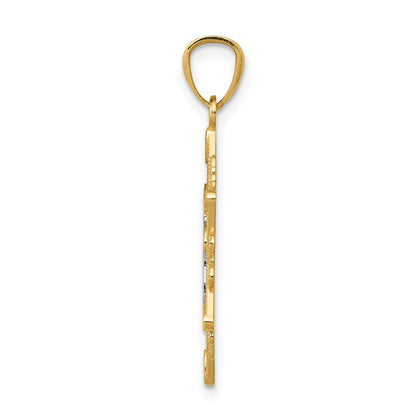 14K Gelb- und Rhodium-Gold Anhänger Davidstern mit Rhodium