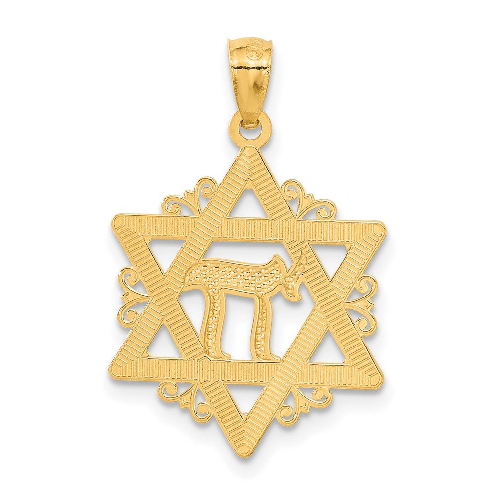 14K Gelb- und Rhodium-Gold Anhänger Davidstern mit Rhodium