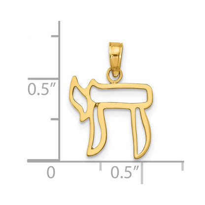 14K Gelbgold Chai Ausgeschnitten Anhänger