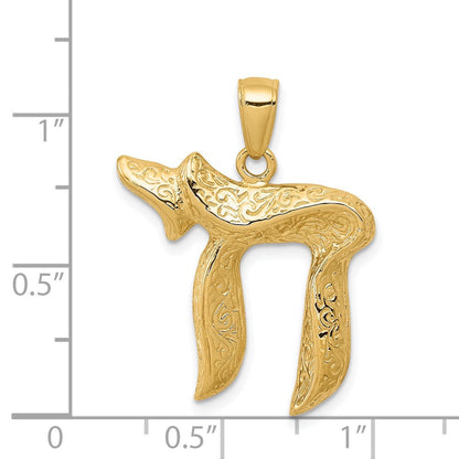 14K Gelbgold Anhänger „Chai" (Langes Leben)