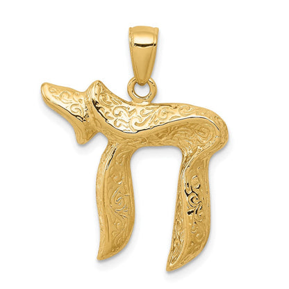 14K Gelbgold Anhänger „Chai" (Langes Leben)