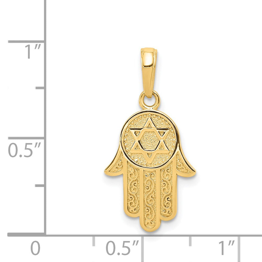 14K Gelbgold Hand Gottes mit Davidstern Anhänger