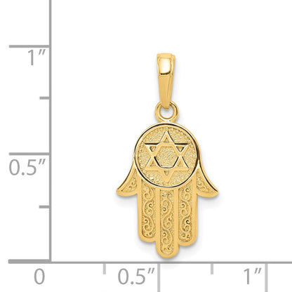14K Gelbgold Hand Gottes mit Davidstern Anhänger