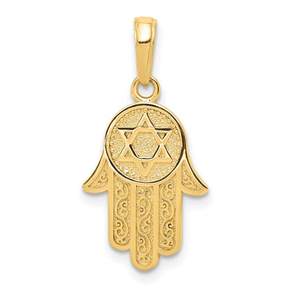14K Gelbgold Hand Gottes mit Davidstern Anhänger
