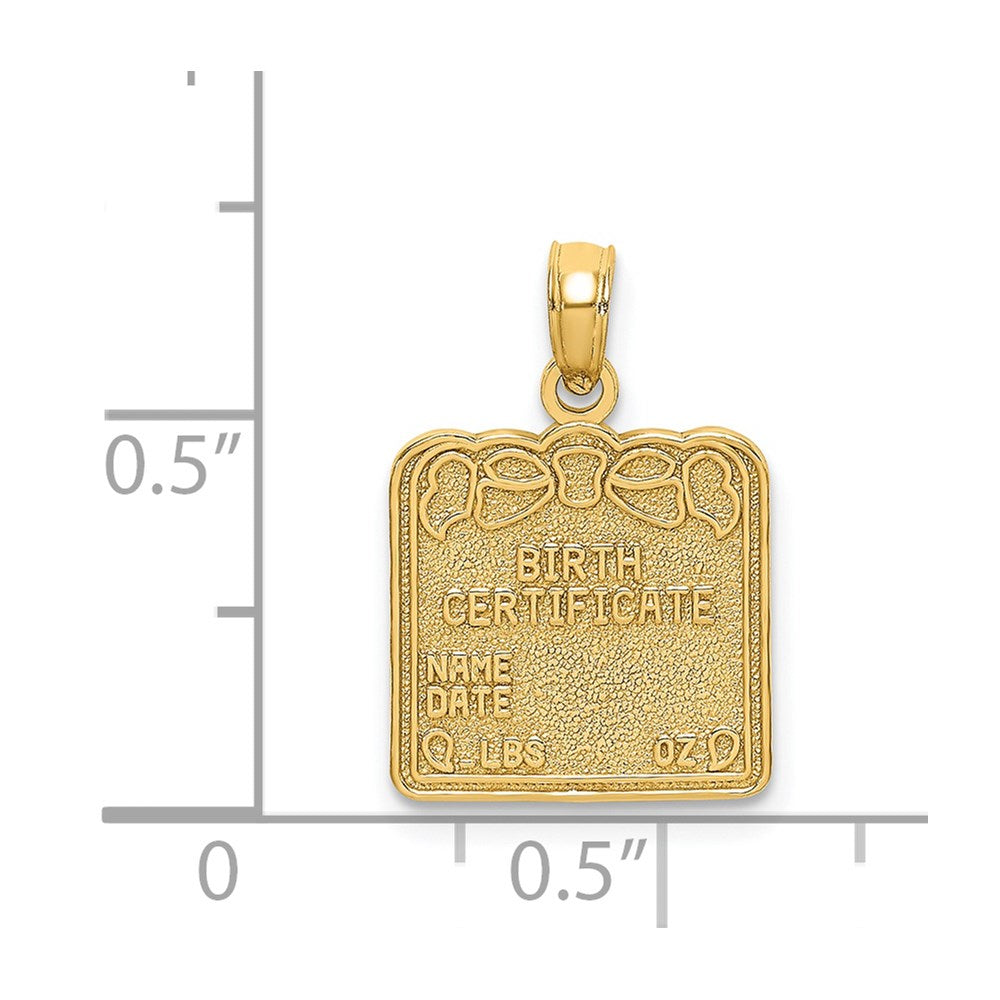 14K Gelbgold Birth Certificate Charm