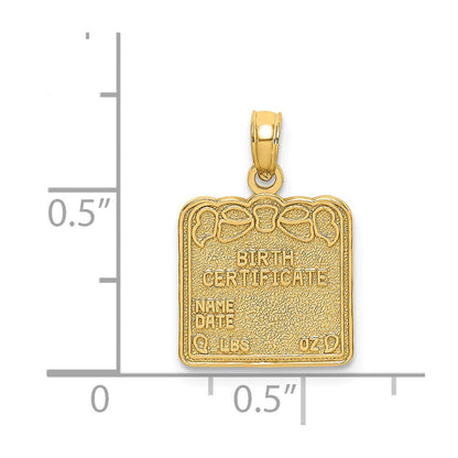 14K Gelbgold Birth Certificate Charm