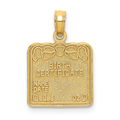 14K Gelbgold Birth Certificate Charm