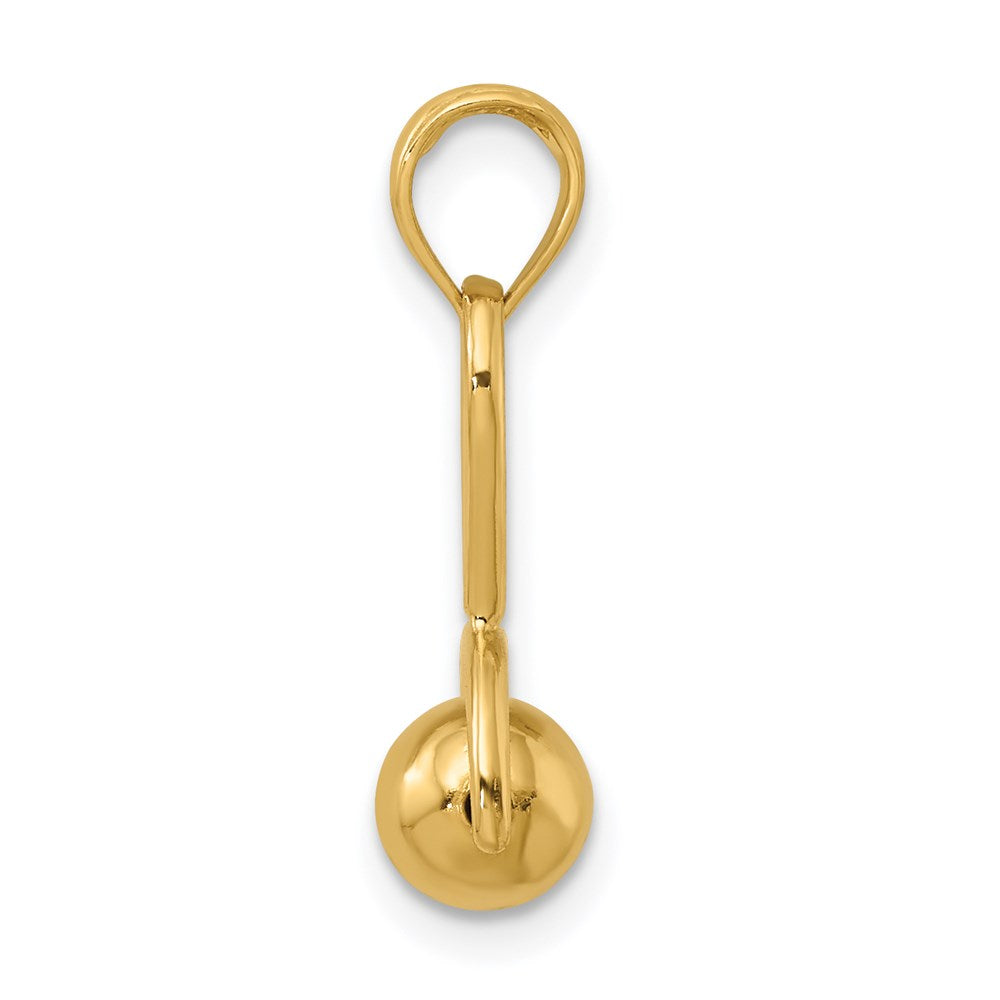 14K Gelbgold 3-D Babyrattel-Charm mit beweglicher Kugel