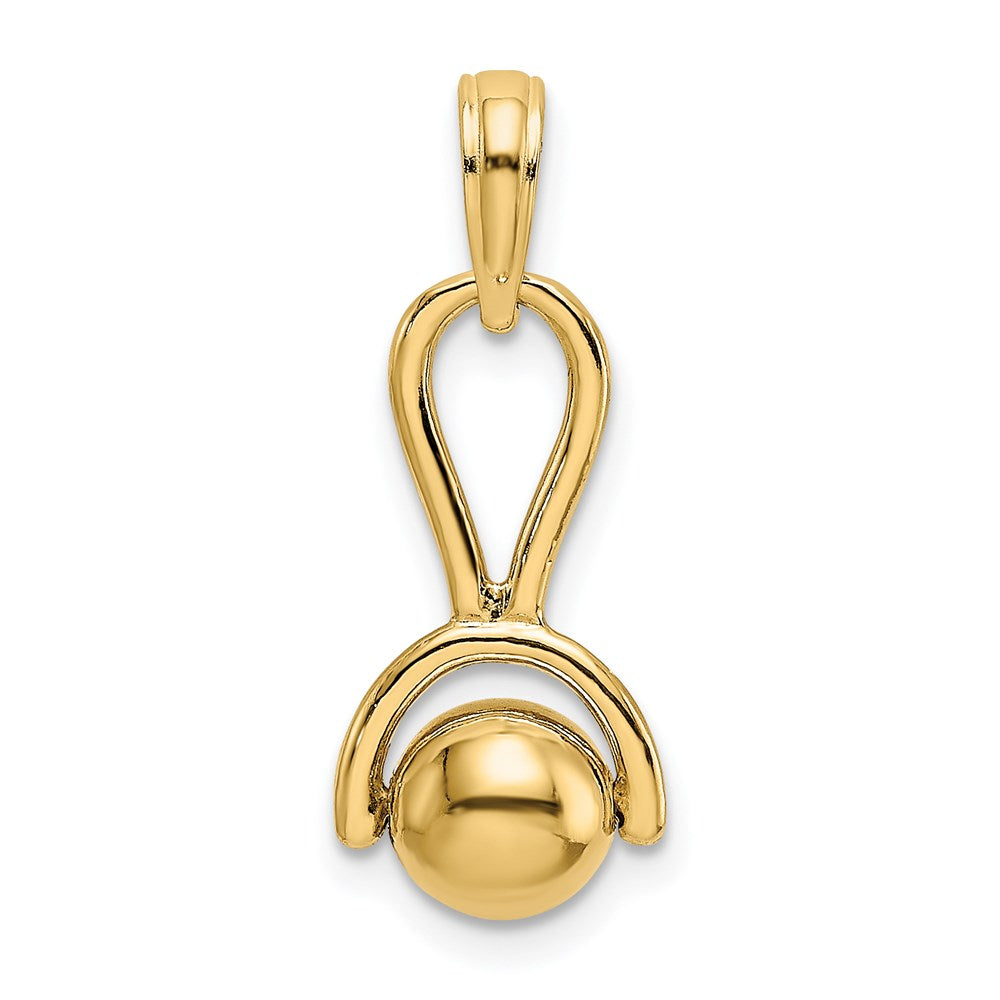 14K Gelbgold 3-D Babyrattel-Charm mit beweglicher Kugel