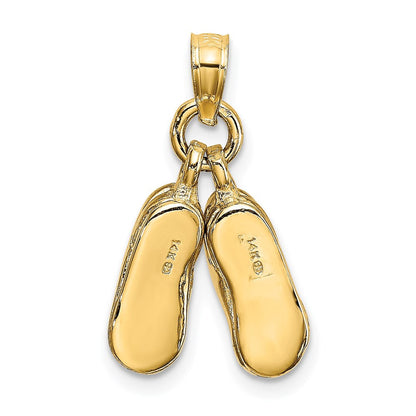 14K Gelbgold 3-D beweglicher Baby-Schuhe-Charm