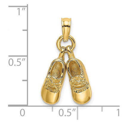 14K Gelbgold 3-D beweglicher Baby-Schuhe-Charm
