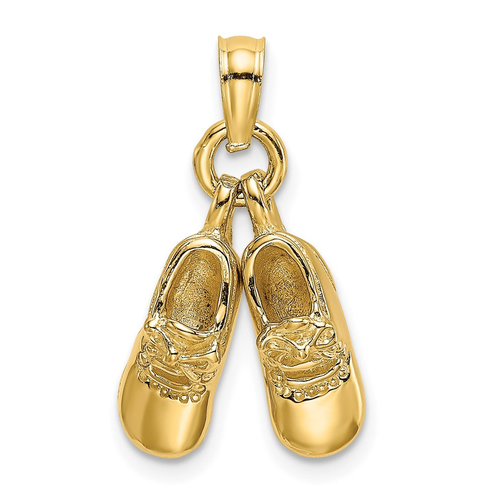 14K Gelbgold 3-D beweglicher Baby-Schuhe-Charm