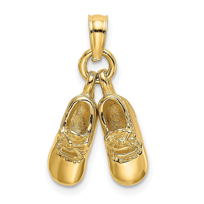 14K Gelbgold 3-D beweglicher Baby-Schuhe-Charm