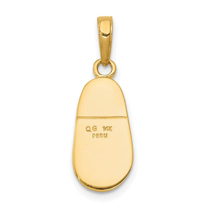 14K Gelbgold 3-D Babyschuh mit Schleife Anhänger