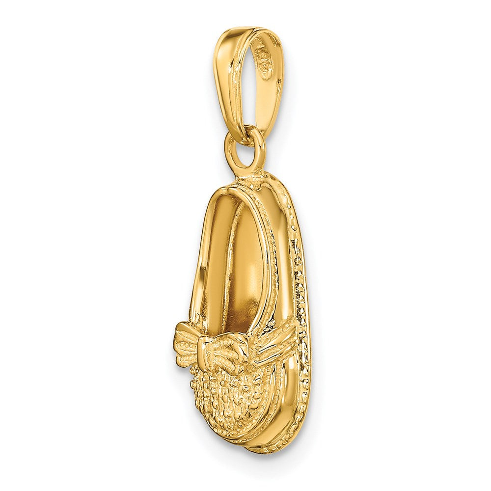 14K Gelbgold 3-D Babyschuh mit Schleife Anhänger
