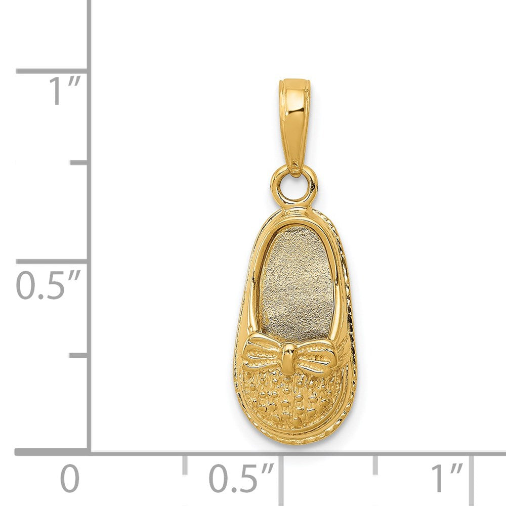 14K Gelbgold 3-D Babyschuh mit Schleife Anhänger