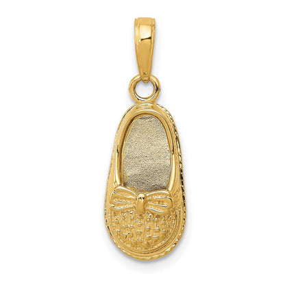 14K Gelbgold 3-D Babyschuh mit Schleife Anhänger