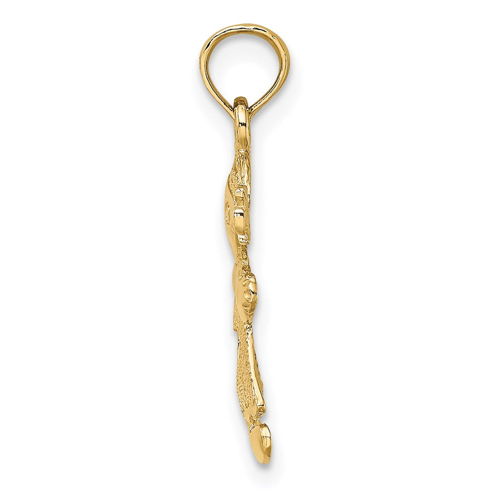14K Gelbgold Playful Mädchen mit Ausgeschnitten Herz Charm