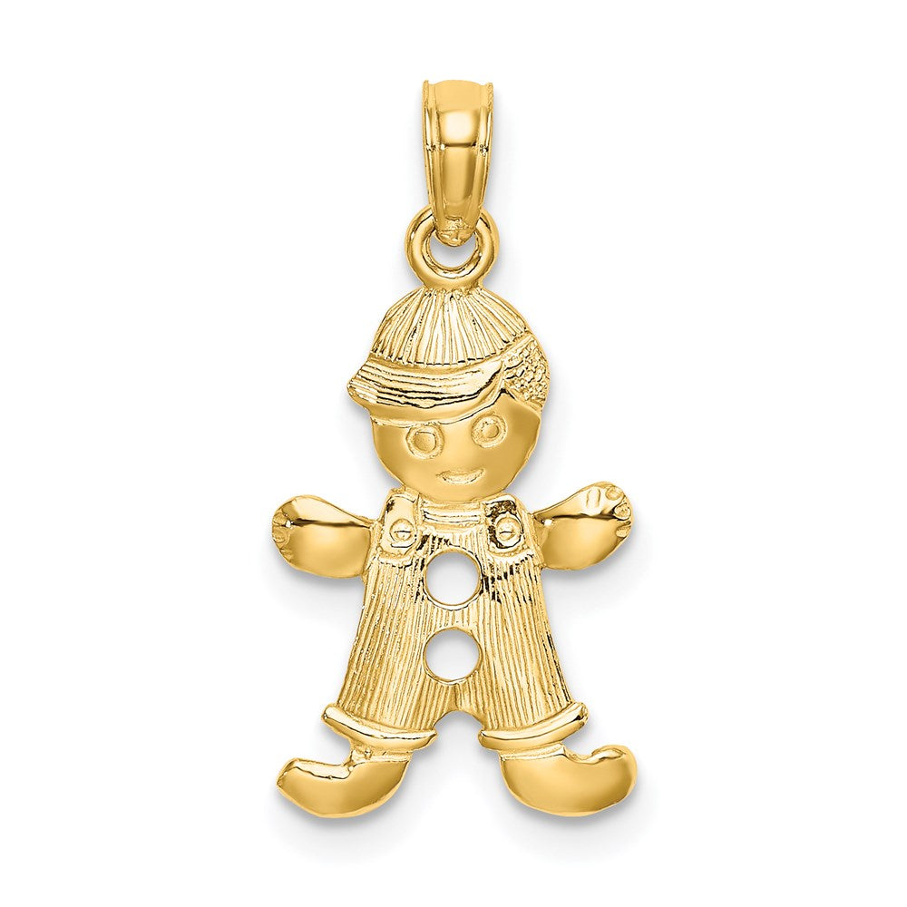 14K Gelbgold Playful Junge mit Ausgeschnitten Buttons Charm