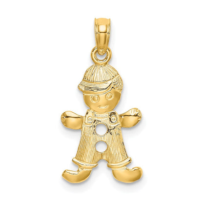 14K Gelbgold Playful Junge mit Ausgeschnitten Buttons Charm