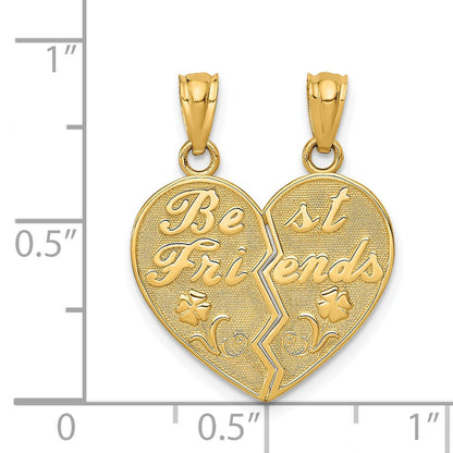 14K Gelbgold BEST FRIENDS Herz-Anhänger zum Teilen