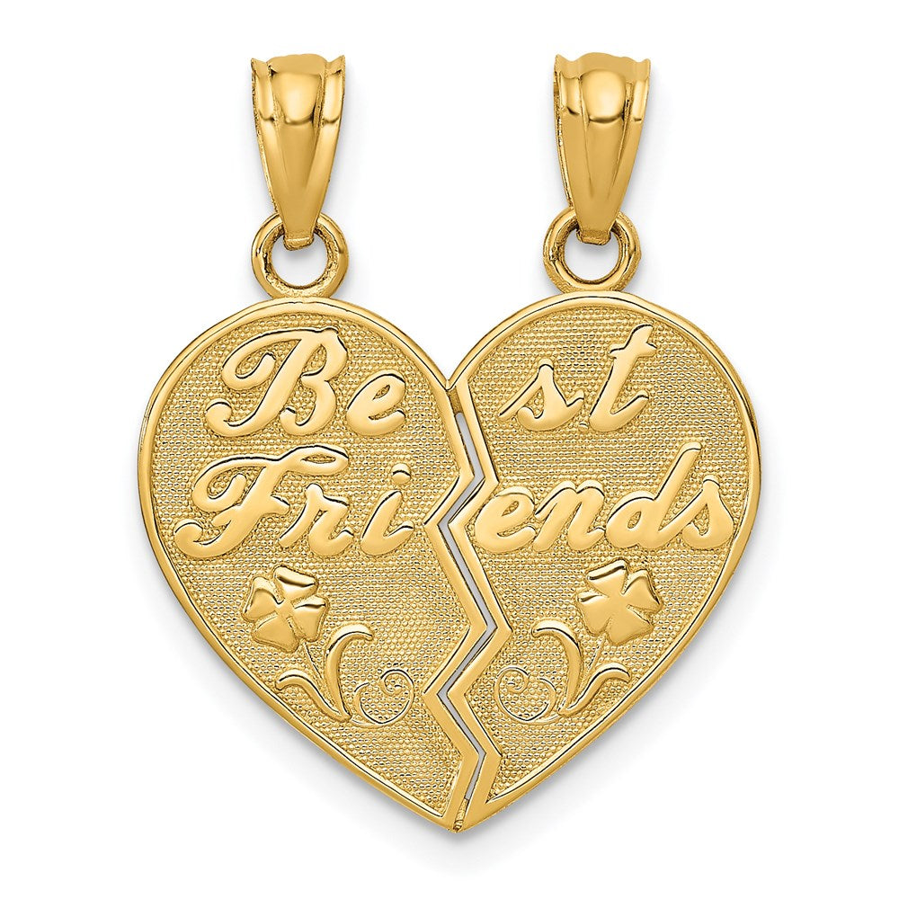 14K Gelbgold BEST FRIENDS Herz-Anhänger zum Teilen
