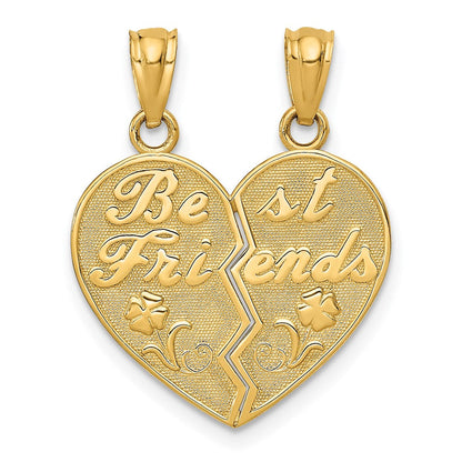 14K Gelbgold BEST FRIENDS Herz-Anhänger zum Teilen