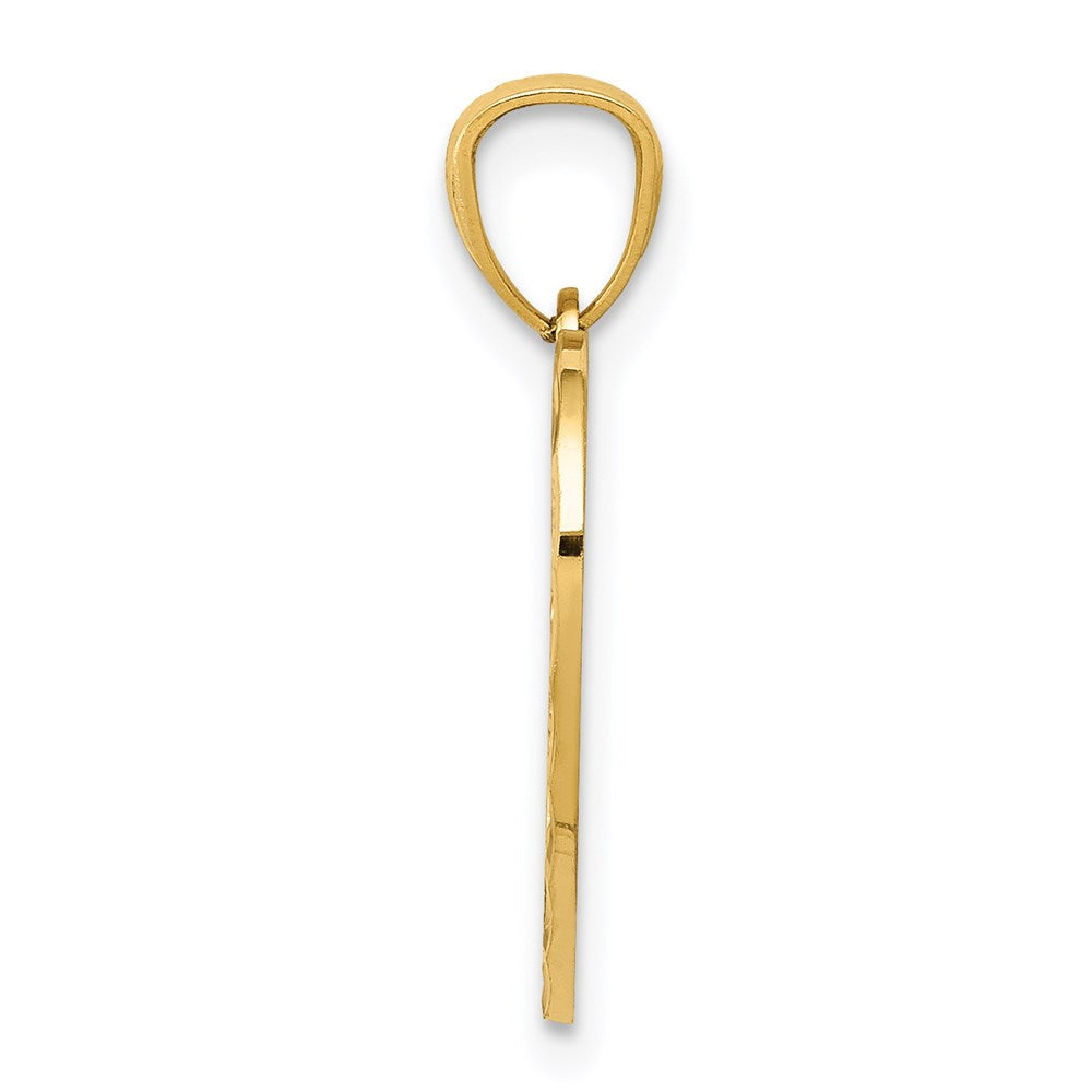 14K Gelbgold Diamantiert Daddys Little Mädchen Herz Anhänger