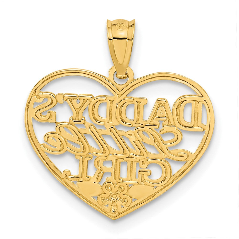 14K Gelbgold Diamantiert Daddys Little Mädchen Herz Anhänger